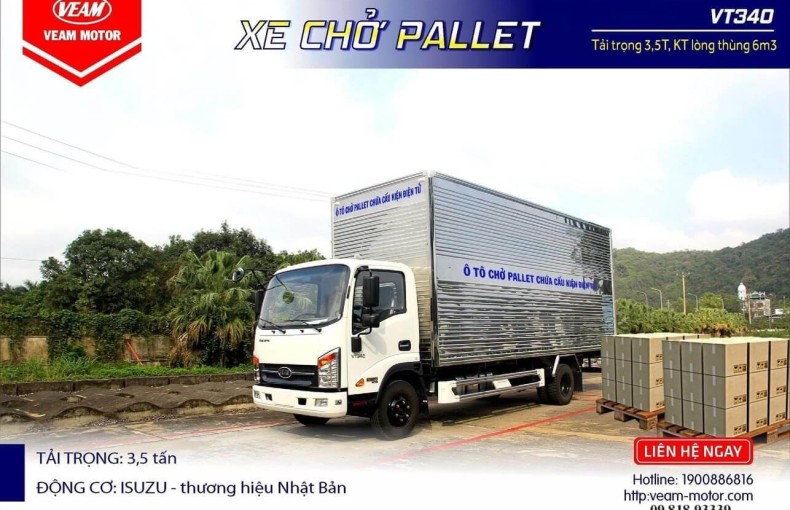 XE TẢI VEAM VT340 TẢI 3T5 THÙNG PALLET 2024